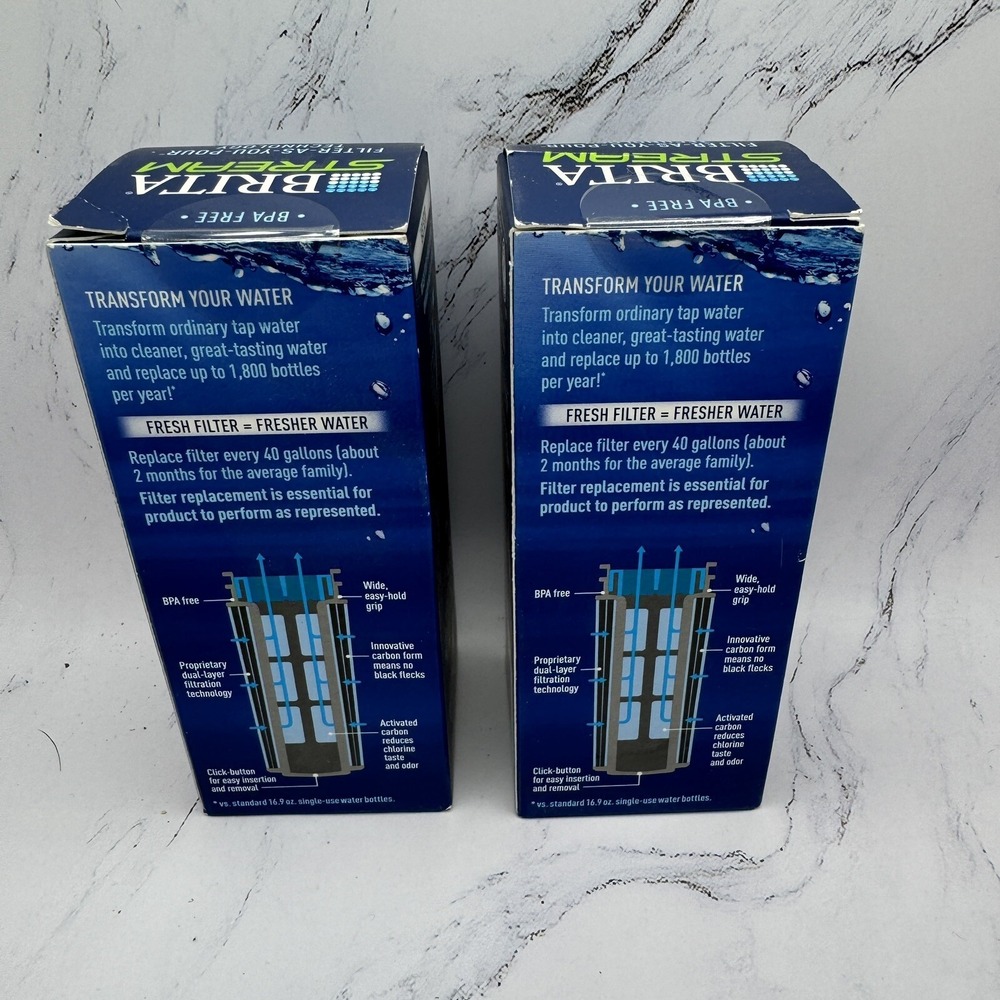 2 BRITA STREAM Filter As You Pour Pitcher Replacement Cartridge  NEW SEALED - Picture 3 of 6